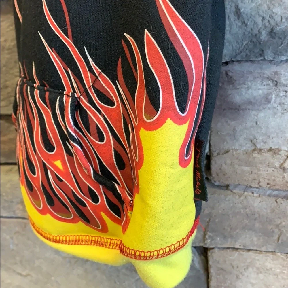 Brett Michaels | Black Hooded Alternative FLAME Fire Sweatshirt | Size Small Dog